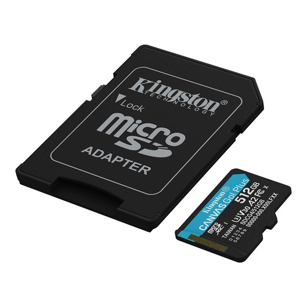 Kingston 512GB SD micro (MicroSDXC V30 U3) SDCG4/512GB memória kártya adapterrel