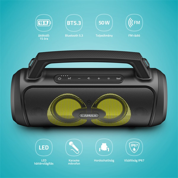 LAMAX PartyGo1 Play hordozható Bluetooth party hangszóró