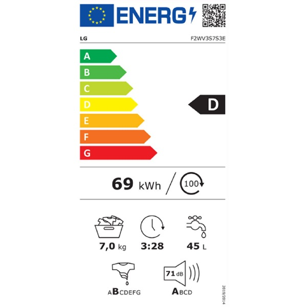 LG F2WV3S7S3E keskeny 7 kg elöltöltős mosógép LG F2WV3S7S3E keskeny 7 kg elöltöltős mosógép