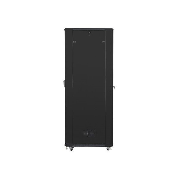 Lanberg FF01-8047-12B 19" 47U SZÉL:800 MÉLY:1000 MAG:2270 lapraszerelt üvegajtós fekete rack szekrény