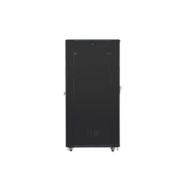 Lanberg FF01-8242-12B 19" 42U SZÉL:800 MÉLY:1200 MAG:2047 lapraszerelt üvegajtós fekete rack szekrény