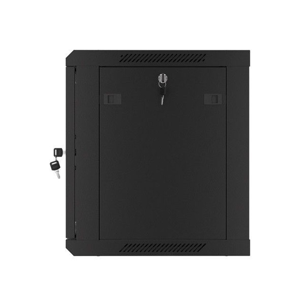 Lanberg WF01-6409-10B 19" 9U SZÉL:600 MÉLY:450 MAG:512 lapraszerelt üvegajtós fekete fali rack szekrény
