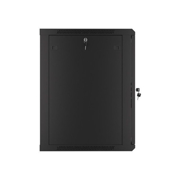 Lanberg WF01-6615-10B 19" 15U SZÉL:600 MÉLY:600 MAG:774 lapraszerelt üvegajtós fekete fali rack szekrény