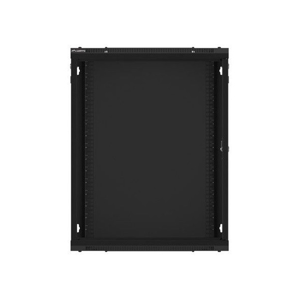 Lanberg WF01-6615-10B 19" 15U SZÉL:600 MÉLY:600 MAG:774 lapraszerelt üvegajtós fekete fali rack szekrény