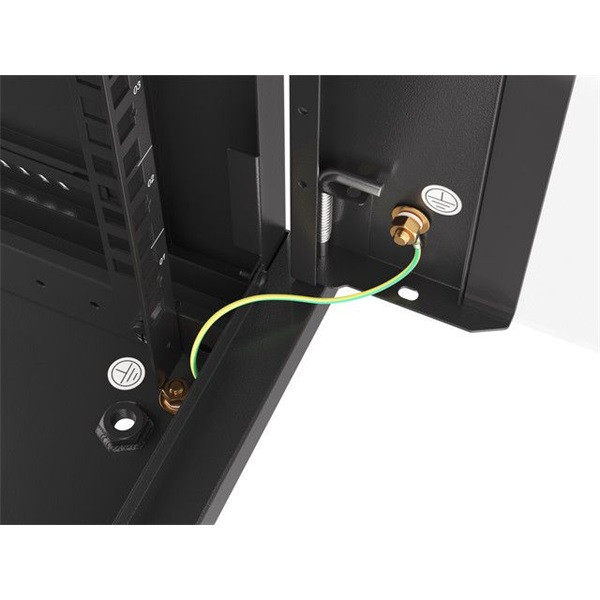 Lanberg WF01-6615-10B 19" 15U SZÉL:600 MÉLY:600 MAG:774 lapraszerelt üvegajtós fekete fali rack szekrény