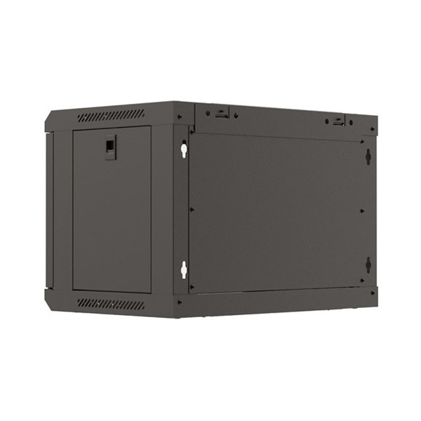 Lanberg WF03-5306-10B 19" 6U SZÉL:540mm MÉLY:350mm MAG:370mm lapraszerelt üvegajtós fekete fali rack szekrény