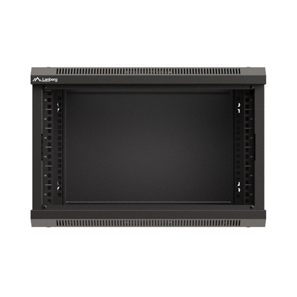 Lanberg WF03-5306-10B 19" 6U SZÉL:540mm MÉLY:350mm MAG:370mm lapraszerelt üvegajtós fekete fali rack szekrény