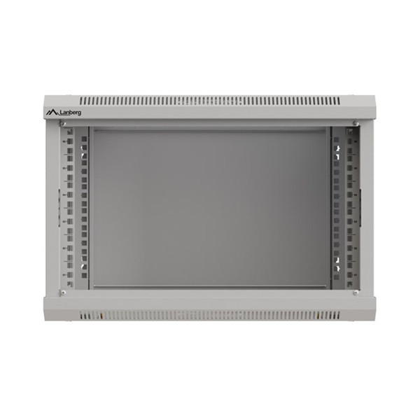 Lanberg WF03-5306-10S 19" 6U SZÉL:540mm MÉLY:350mm MAG:370mm lapraszerelt üvegajtós szürke fali rack szekrény