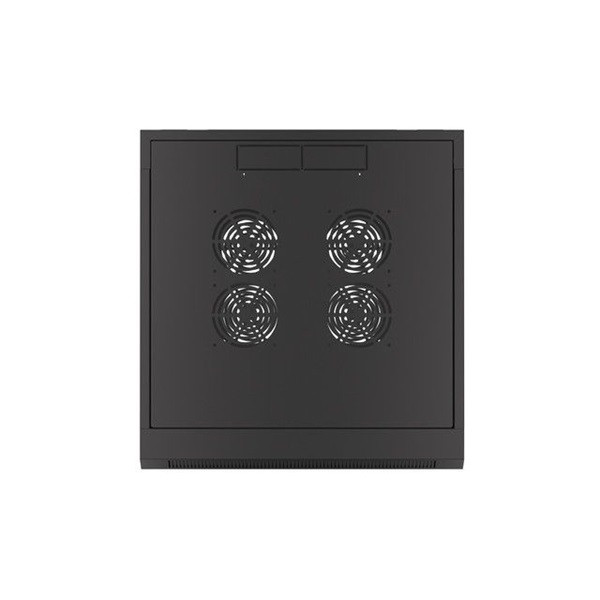 Lanberg WFFA-5604-10B 19" 4U SZÉL:570mm MÉLY:600mm MAG:277mm lapraszerelt üvegajtós fekete fali rack szekrény