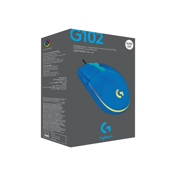 Logitech G102 Lightsync kék gamer egér