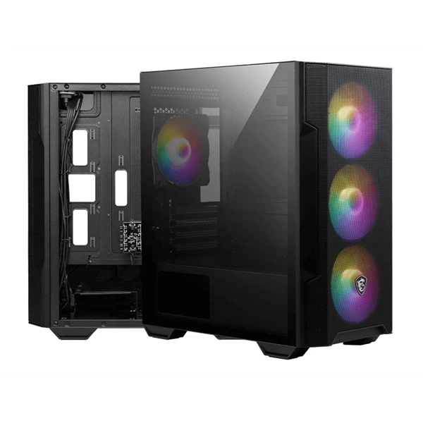 MSI FORGE M100R (táp nélküli) ablakos 4xARGB fekete mATX ház