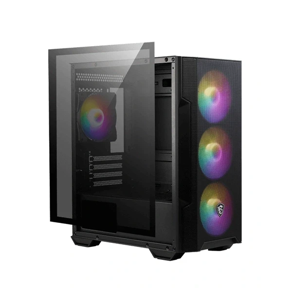 MSI FORGE M100R (táp nélküli) ablakos 4xARGB fekete mATX ház