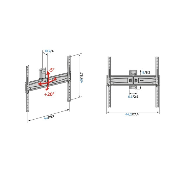Meliconi Flatstyle FTR400 DW 40"-65" dönthető fali TV konzol