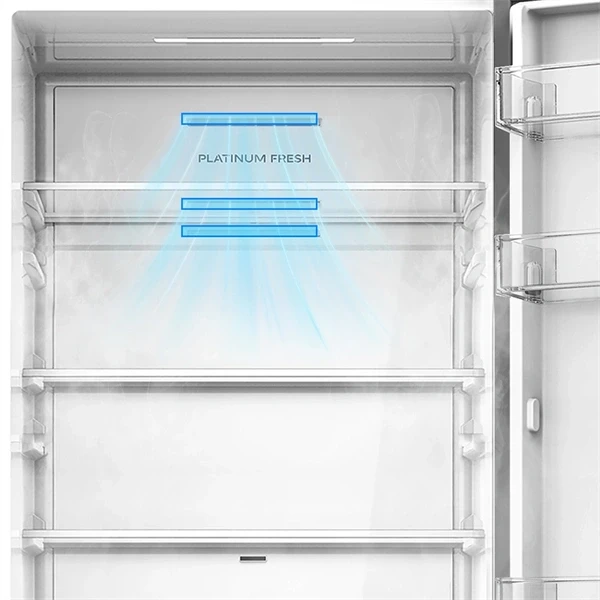 Midea MDRB548MME46 inox, alulfagyasztós, Hűtő: 271L, Fagyasztó:130L, No frost hűtőszekrény