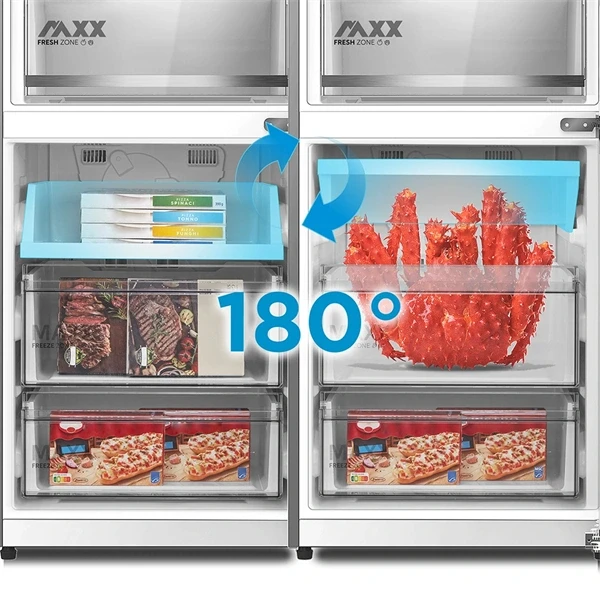 Midea MDRB548MME46 inox, alulfagyasztós, Hűtő: 271L, Fagyasztó:130L, No frost hűtőszekrény