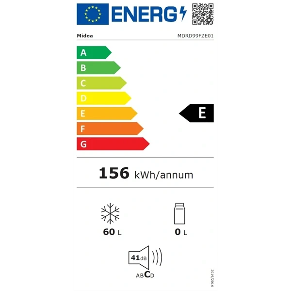 Midea MDRD99FZE01 fehér, egyajtós, Fagyasztó:60L, fagyasztószekrény
