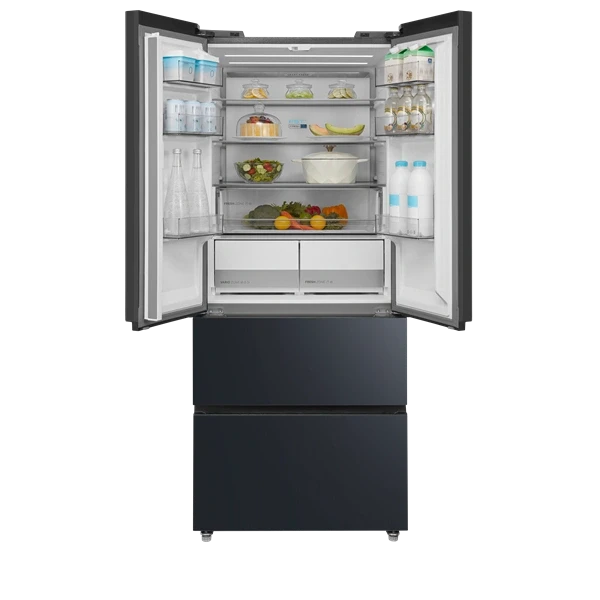 Midea MDRF600BIE70 inox, négyajtós, Hűtő:276L, Fagyasztó:159L, No frost hűtőszekrény