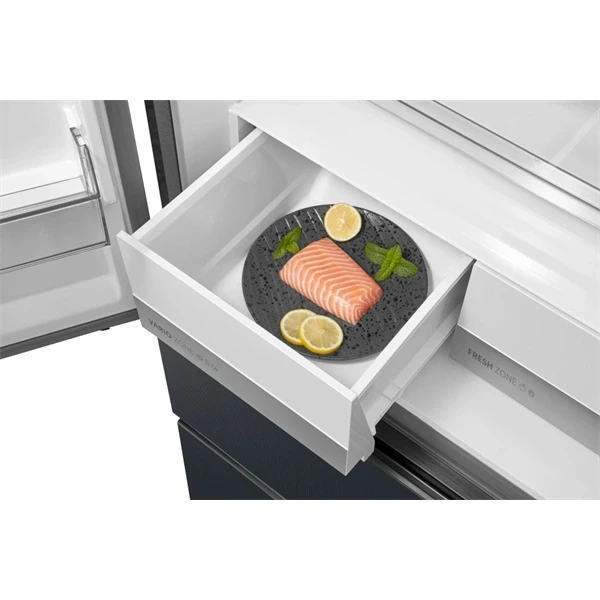 Midea MDRF600BIE70 inox, négyajtós, Hűtő:276L, Fagyasztó:159L, No frost hűtőszekrény