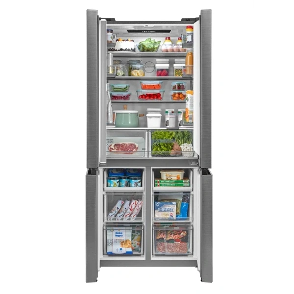 Midea MDRM691FIE46 inox, négyajtós, Hűtő:345L, Fagyasztó:170L, No frost hűtőszekrény