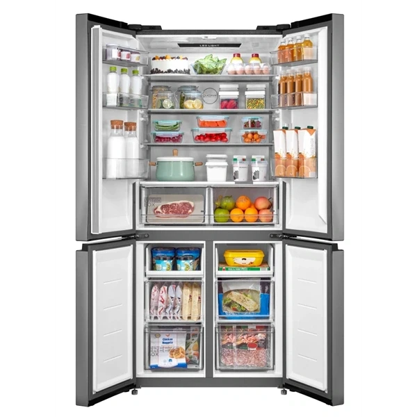 Midea MDRM691FIE46 inox, négyajtós, Hűtő:345L, Fagyasztó:170L, No frost hűtőszekrény