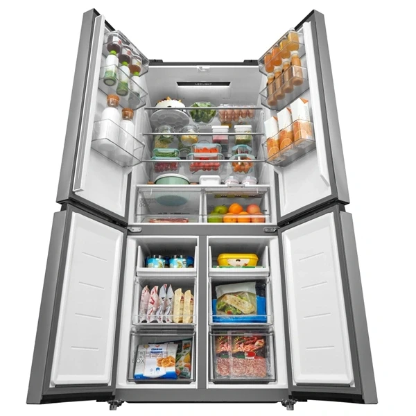 Midea MDRM691FIE46 inox, négyajtós, Hűtő:345L, Fagyasztó:170L, No frost hűtőszekrény