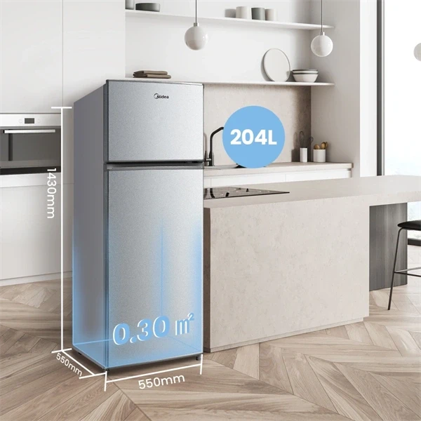 Midea MDRT294FGE50 ezüst, felülfagyasztós, Hűtő:163L, Fagyasztó:41L, No frost hűtőszekrény