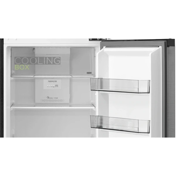 Midea MDRT385MTE46 inox, felülfagyasztós, Hűtő:206L, Fagyasztó:60L, No frost hűtőszekrény