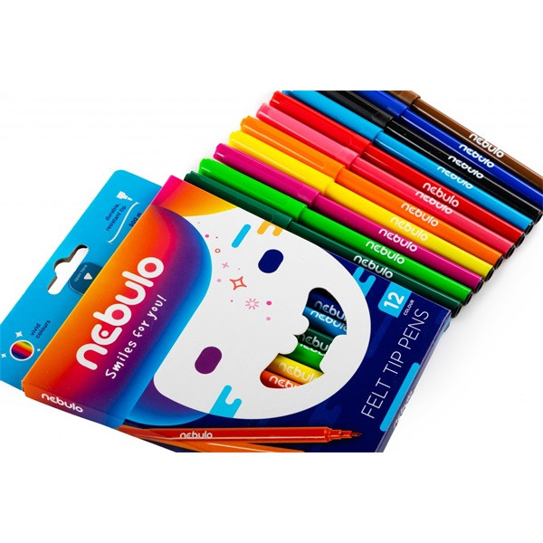 Nebulo vízbázisú 12 db színes filctoll készlet