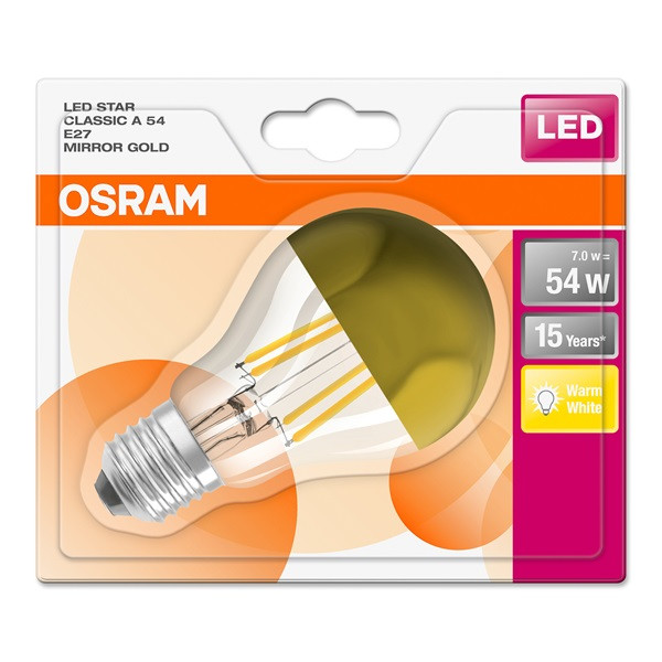 Osram Star üveg búra/6,5W/700lm/2700K/E27 arany tetőtükrös LED körte izzó