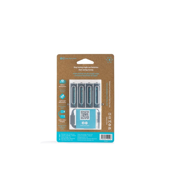 Paleblue PB-AA-C 4xAA 2000mAh USB-C újratölthető ceruza akkumulátor + töltőkábel Paleblue PB-AA-C 4xAA 2000mAh USB-C újratölthető ceruza akkumulátor + töltőkábel