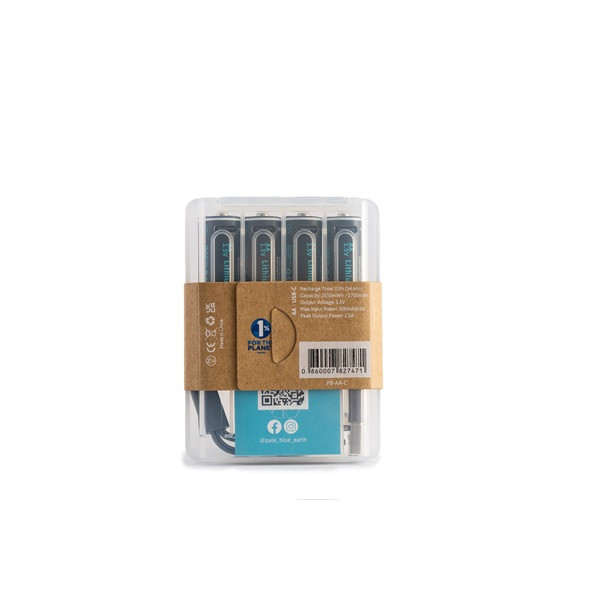 Paleblue PB-AA-C 4xAA 2000mAh USB-C újratölthető ceruza akkumulátor + töltőkábel Paleblue PB-AA-C 4xAA 2000mAh USB-C újratölthető ceruza akkumulátor + töltőkábel