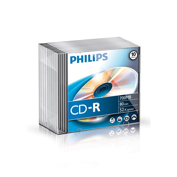Philips CD-R80 52x Slim írható CD lemez Philips CD-R80 52x Slim írható CD lemez