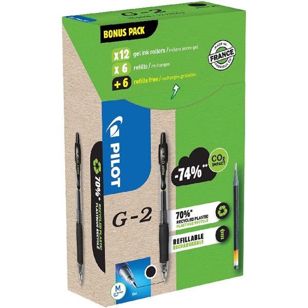 Pilot G2 Greenpack 0,7mm 12 db fekete betéttel zseléstoll Pilot G2 Greenpack 0,7mm 12 db fekete betéttel zseléstoll