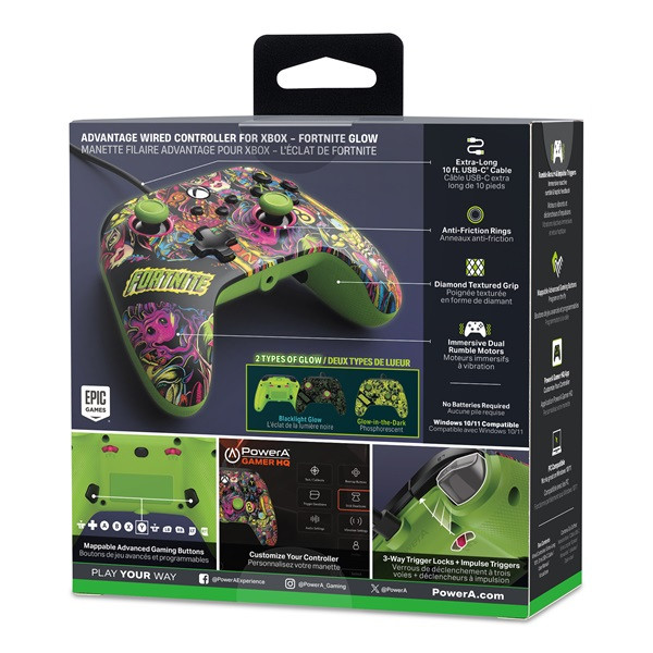 PowerAXBGP0438-01 Advantage Xbox Series X|S/Xbox One/PC vezetékes Fortnite Glow kontroller