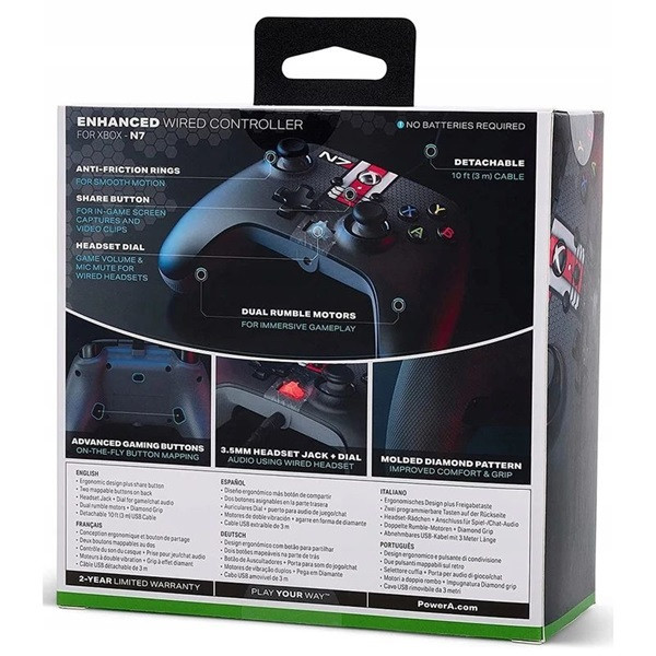 PowerA 1524523-01 Enhanced Xbox Series X|S/Xbox One/PC vezetékes Mass Effect N7 kontroller