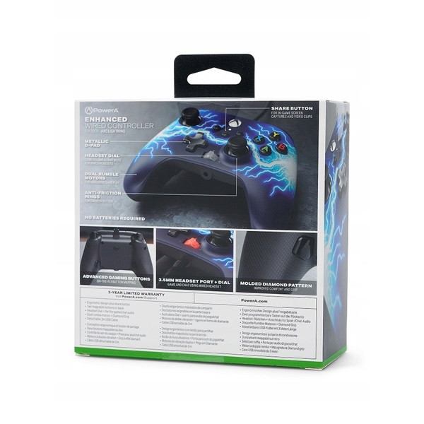 PowerA 1521745-01 Enhanced Xbox Series X|S/Xbox One/PC vezetékes Arc Lightning kontroller