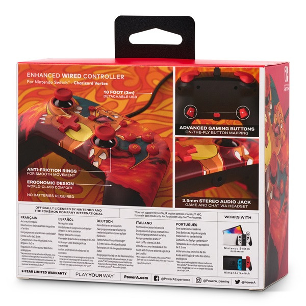 PowerA NSGP0040-02 Enhanced Nintendo Switch vezetékes Pokémon: Charizard Vortex kontroller PowerA NSGP0040-02 Enhanced Nintendo Switch vezetékes Pokémon: Charizard Vortex kontroller