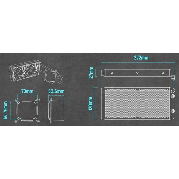 RAIDMAX DIGITAL LD240 ARGB WHITE LCD kijelzős vízhűtés