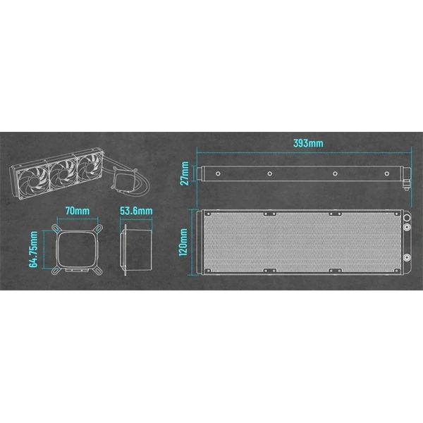 RAIDMAX DIGITAL LD360 ARGB WHITE LCD kijelzős vízhűtés