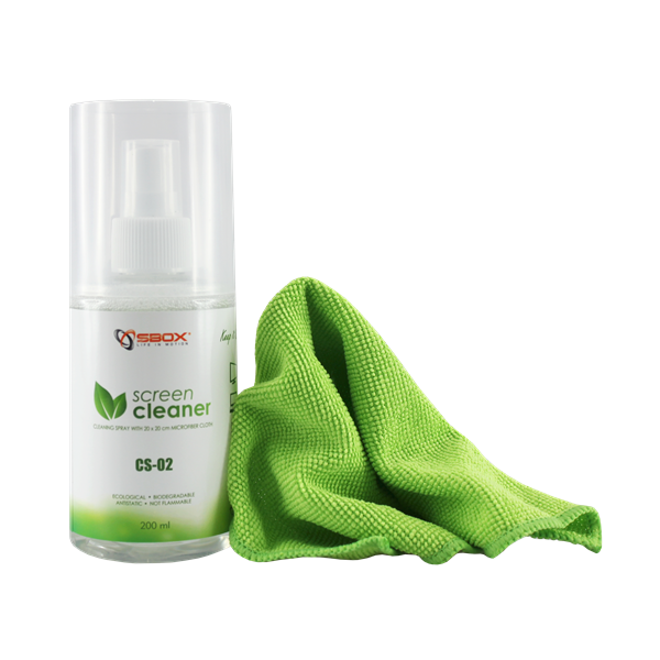 Sbox CS-02 tisztító folyadék (200ml) + mikroszálas kendő