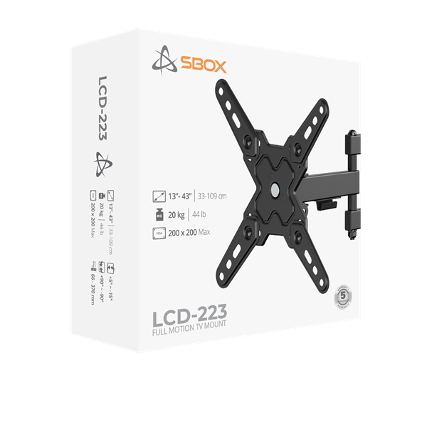 Sbox LCD-223-2 13"-43" dönthető, forgatható fali konzol