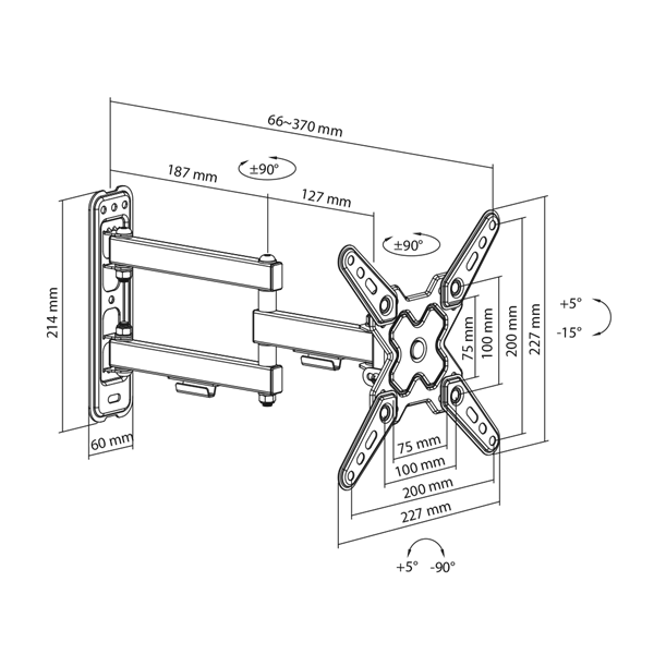 Sbox LCD-223-2 13"-43" dönthető, forgatható fali konzol