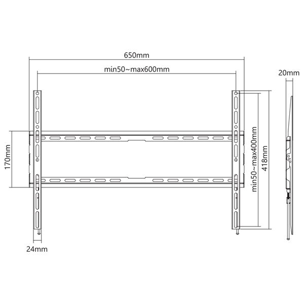 Sbox PLB-2264F-2 37"-80" fix fali TV konzol Sbox PLB-2264F-2 37"-80" fix fali TV konzol