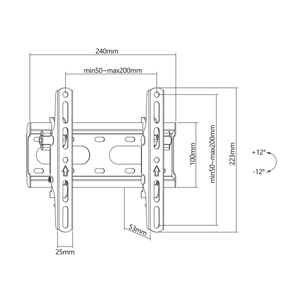 Sbox PLB-2522T-2 23"-43" dönthető fali konzol