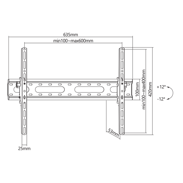 Sbox PLB-2546T-2 37"- 80" dönthető fali TV konzol