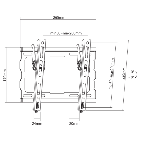 Sbox PLB-3422T-2 23"-43" dönthető fali TV konzol