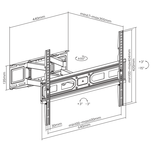 Sbox PLB-3646-2 37"-80" dönthető,forgatható fali TV konzol