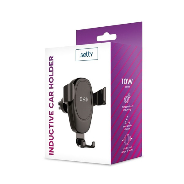 Setty TF-0034 IUS-01 10W univerzális szellőzőrácsba illeszthető vezeték nélküli autós töltő és tartó Setty TF-0034 IUS-01 10W univerzális szellőzőrácsba illeszthető vezeték nélküli autós töltő és tartó