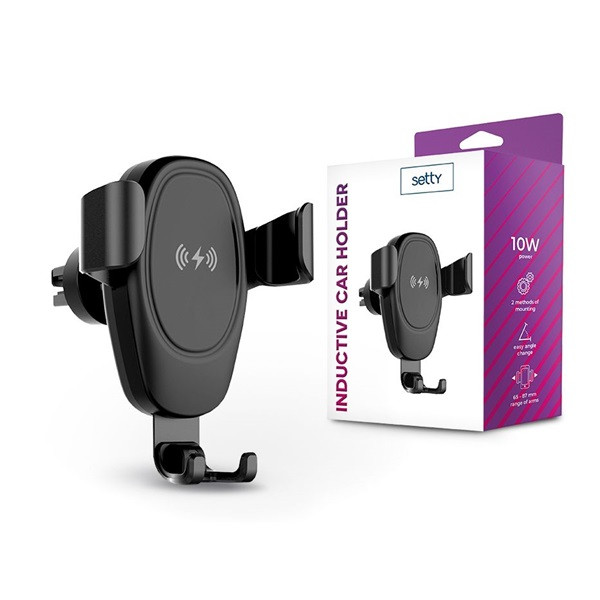 Setty TF-0034 IUS-01 10W univerzális szellőzőrácsba illeszthető vezeték nélküli autós töltő és tartó Setty TF-0034 IUS-01 10W univerzális szellőzőrácsba illeszthető vezeték nélküli autós töltő és tartó