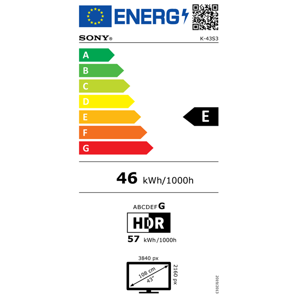 Sony 43" Bravia 3 K43S35BP 4K UHD Smart LED TV